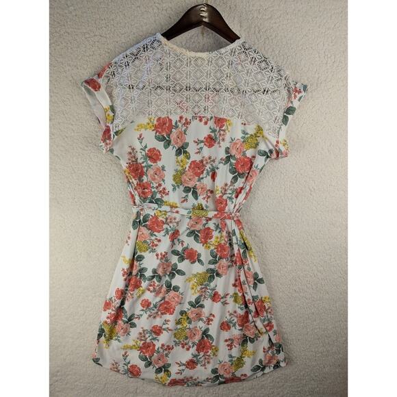 Bobbie Brooks womens short sleeve floral dress w/ waist tie SZ Large - Picture 5 of 6
